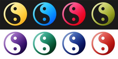 Siyah ve beyaz arkaplanda Yin Yang armoni ve denge simgesini izole et. Vektör.