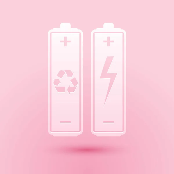 Corte Papel Bateria Com Símbolo Reciclagem Ícone Conceito Energia Renovável —  Vetores de Stock