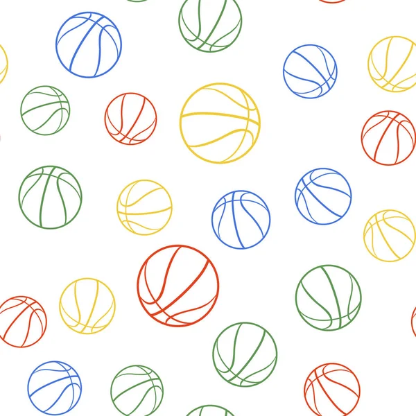 Cor Ícone Bola Basquete Isolado Padrão Sem Costura Fundo Branco — Vetor de Stock