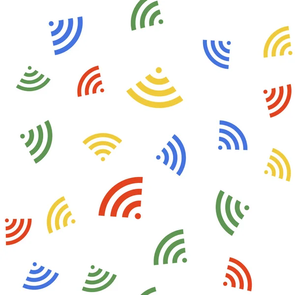 Χρώμα Ασύρματο Internet Σύμβολο Δικτύου Απομονωμένη Αδιάλειπτη Μοτίβο Λευκό Φόντο — Διανυσματικό Αρχείο
