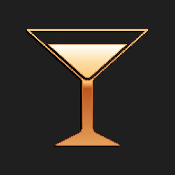 Gold Martini Glassymbol Isoliert Auf Schwarzem Hintergrund Cocktail Symbol Weinglas — Stockvektor