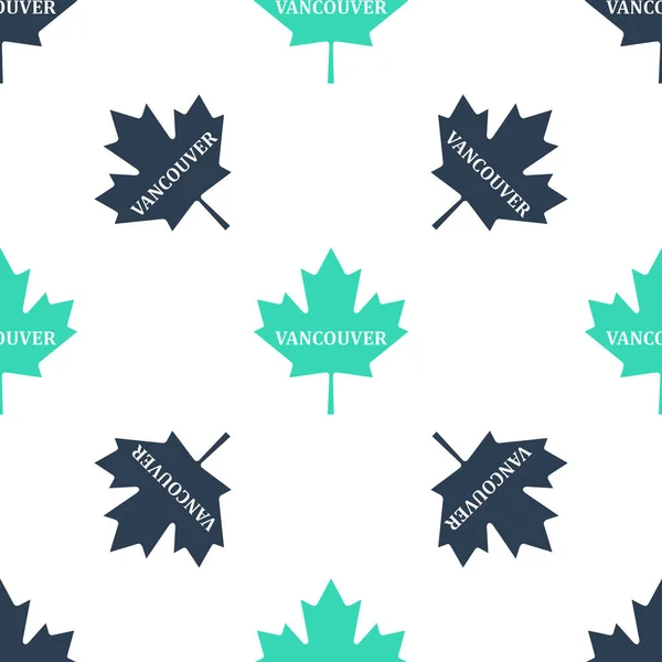 Gröna Kanadensiska Lönnlöv Med Stadens Namn Vancouver Ikon Isolerade Sömlösa — Stock vektor