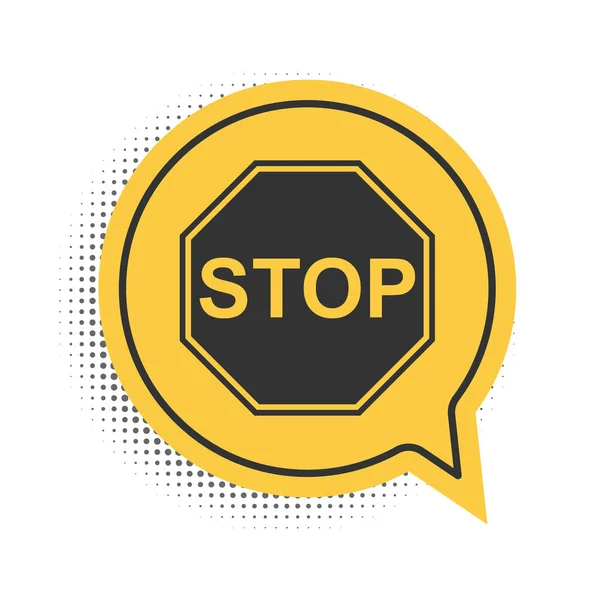 Black Stop Sign Icon Isolated White Background Traffic Regulatory Warning — Stock Vector