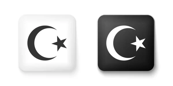 Fekete Fehér Csillag Félhold Szimbólum Iszlám Ikon Elszigetelt Fehér Háttér — Stock Vector