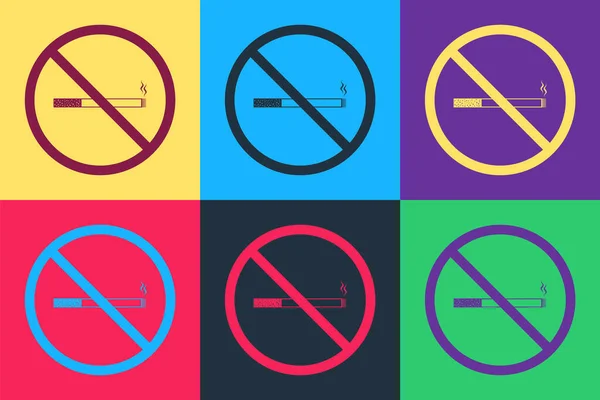 Pop Art Smoking Pictogram Geïsoleerd Kleur Achtergrond Sigarettensymbool Vector — Stockvector