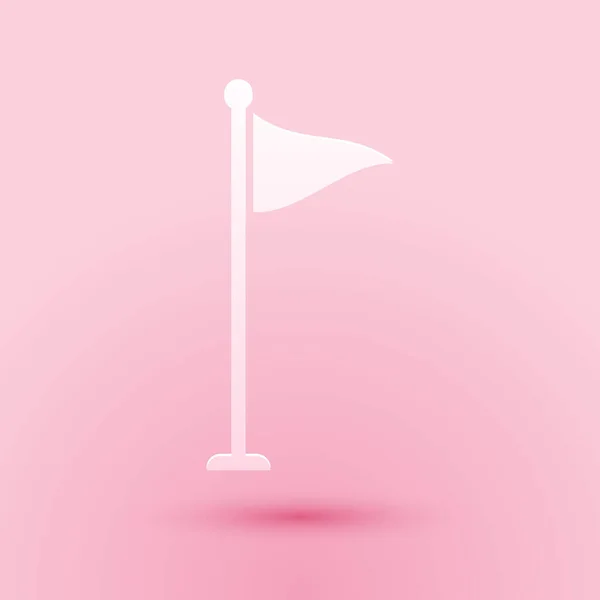 Corte Papel Icono Bandera Golf Aislado Sobre Fondo Rosa Equipo — Archivo Imágenes Vectoriales