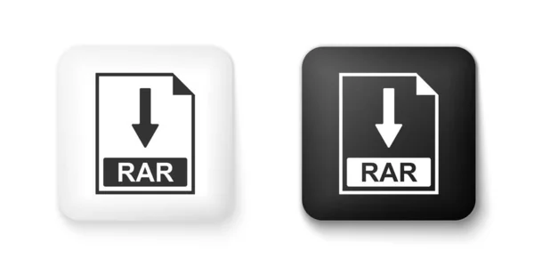 黑白Rar文件图标 下载在白色背景上隔离的Rar按钮图标 正方形按钮 — 图库矢量图片