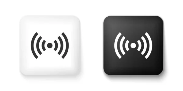 흑백와 인터넷 네트워크 아이콘은 배경에서 분리되었다 스퀘어 버튼이요 Vector — 스톡 벡터