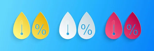 Papier Découpé Icône Humidité Isolée Sur Fond Bleu Météo Météorologie — Image vectorielle
