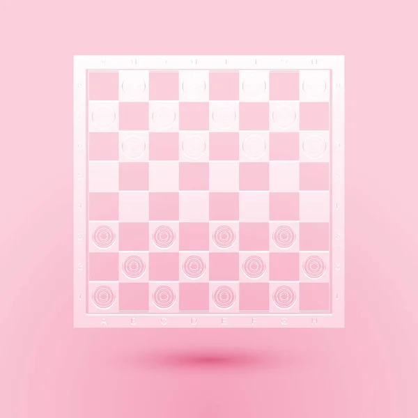 Papier Gesneden Bordspel Van Checkers Pictogram Geïsoleerd Roze Achtergrond Oud — Stockvector