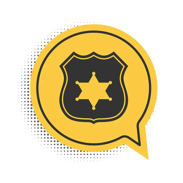 Zwarte Politie Badge Pictogram Geïsoleerd Witte Achtergrond Sheriff Badge Teken — Stockvector