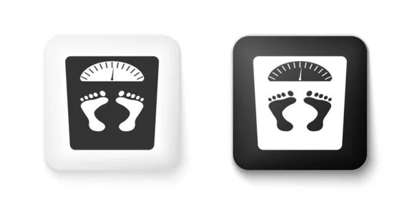 Black White Bathroom Scales Footprints Icon Isolated White Background Weight — Stock Vector