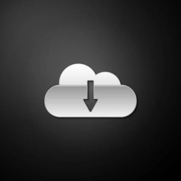 Silver Cloud Icône Téléchargement Isolé Sur Fond Noir Style Ombre — Image vectorielle