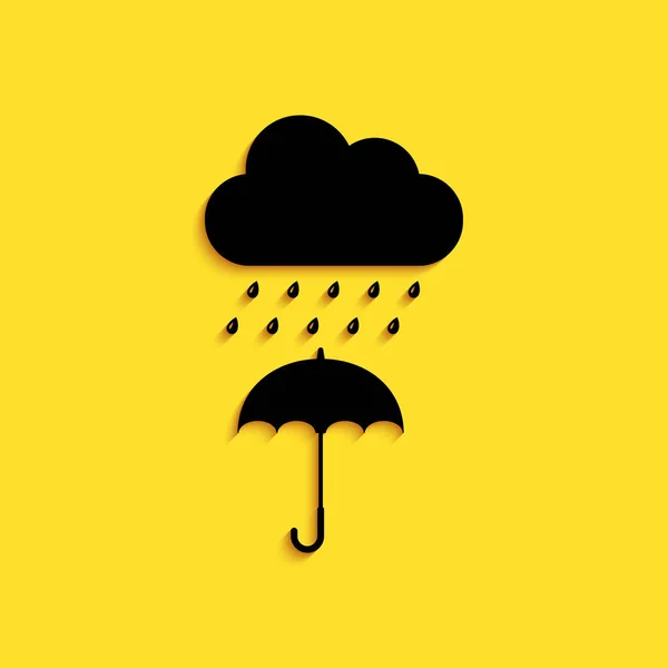 Nuage Noir Avec Goutte Pluie Sur Icône Parapluie Isolé Sur — Image vectorielle