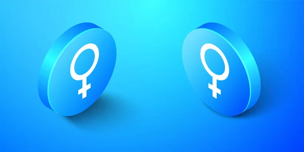 Isometrische Vrouwelijke Symbool Pictogram Geïsoleerd Blauwe Achtergrond Venus Symbool Het — Stockvector