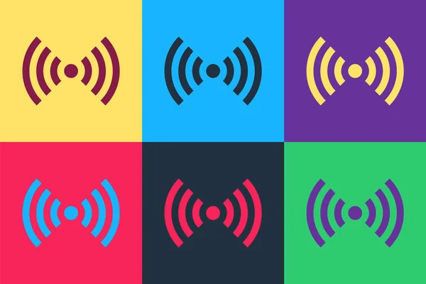 Pop Art Wireless Internet Network Symbol Symbol Isoliert Auf Farbigem — Stockvektor