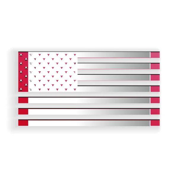 Papel Cortó Icono Bandera Estadounidense Aislado Sobre Fondo Blanco Bandera — Vector de stock