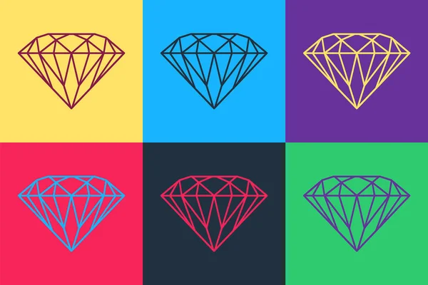 Pop Art Diamant Symbol Isoliert Auf Farbigem Hintergrund Schmuck Symbol — Stockvektor