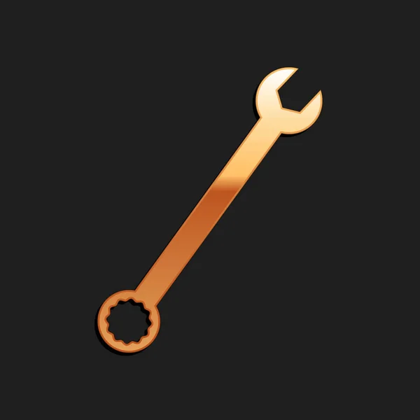 Icono Spanner Oro Aislado Sobre Fondo Negro Estilo Sombra Larga — Archivo Imágenes Vectoriales