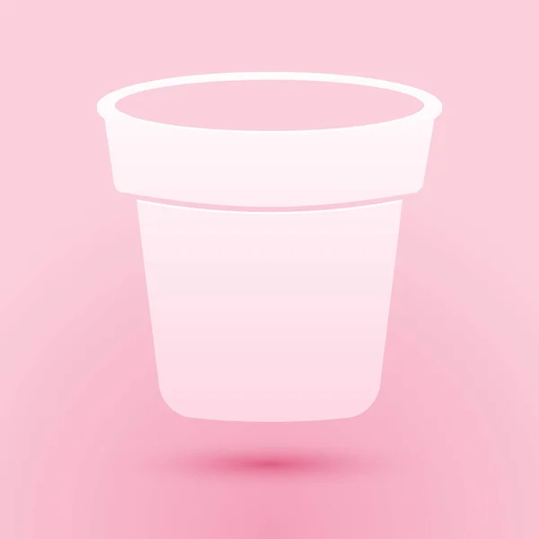 Papel Cortado Ícone Vaso Flores Isolado Fundo Rosa Estilo Arte — Vetor de Stock