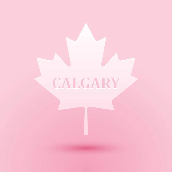 Hoja Arce Canadiense Cortada Papel Con Nombre Ciudad Icono Calgary — Vector de stock