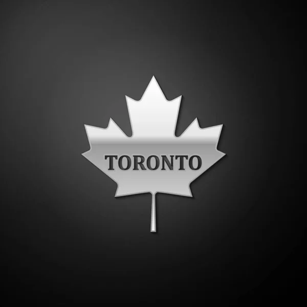 Hoja Arce Canadiense Plata Con Nombre Ciudad Icono Toronto Aislado — Vector de stock