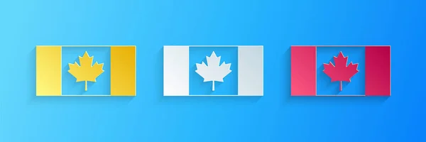 Иконка Флага Канады Вырезана Синем Фоне Бумажный Стиль Вектор — стоковый вектор