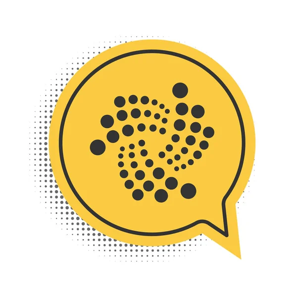 黑色加密硬币Iota Miota图标独立于白色背景 数字货币 Altcoin符号 基于锁链的安全加密货币 黄色的语音泡沫符号 — 图库矢量图片