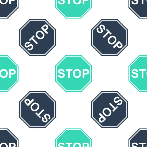 Icône Stop Vert Isolé Motif Sans Couture Sur Fond Blanc — Image vectorielle