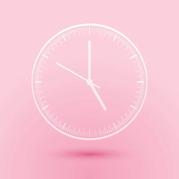 Icono Reloj Corte Papel Aislado Sobre Fondo Rosa Icono Tiempo — Vector de stock