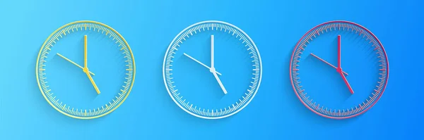 Corte Papel Icono Del Reloj Aislado Sobre Fondo Azul Icono — Vector de stock