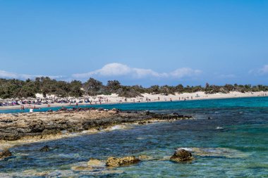 Balos plaj Yunanistan. Deniz görünümü ve yaz peyzaj.