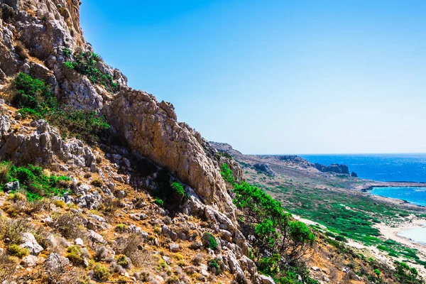 Balos plaj Yunanistan. Deniz görünümü ve yaz peyzaj.