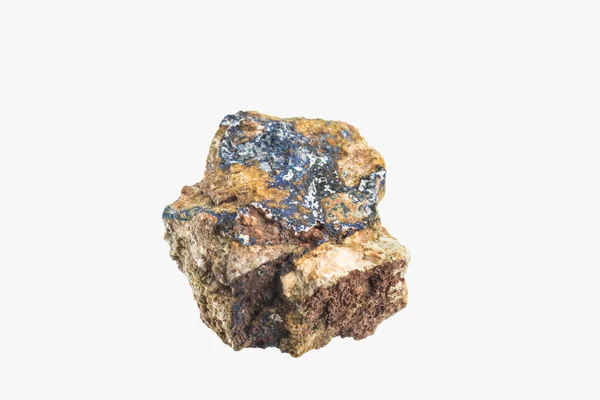 Głęboki Niebieski Azuryt Kamień Maroka Białym Tle — Zdjęcie stockowe