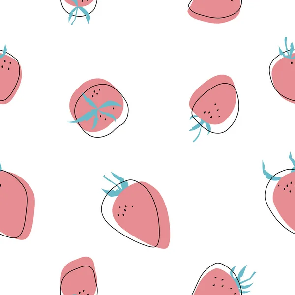 草莓为儿童纺织品勾勒出了天衣无缝图案 — 图库矢量图片
