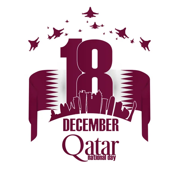 Background Occasion Qatar National Day Celebration Inscription Arabic Translation Qatar — Stock Vector