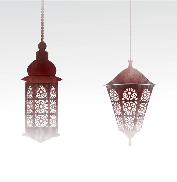 Ramadan Kareem Caligrafia Árabe Lanterna Tradicional Para Tradução Fundo Saudação —  Vetores de Stock