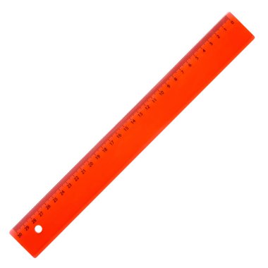 red plastic ruler for left-handers, on a white background clipart