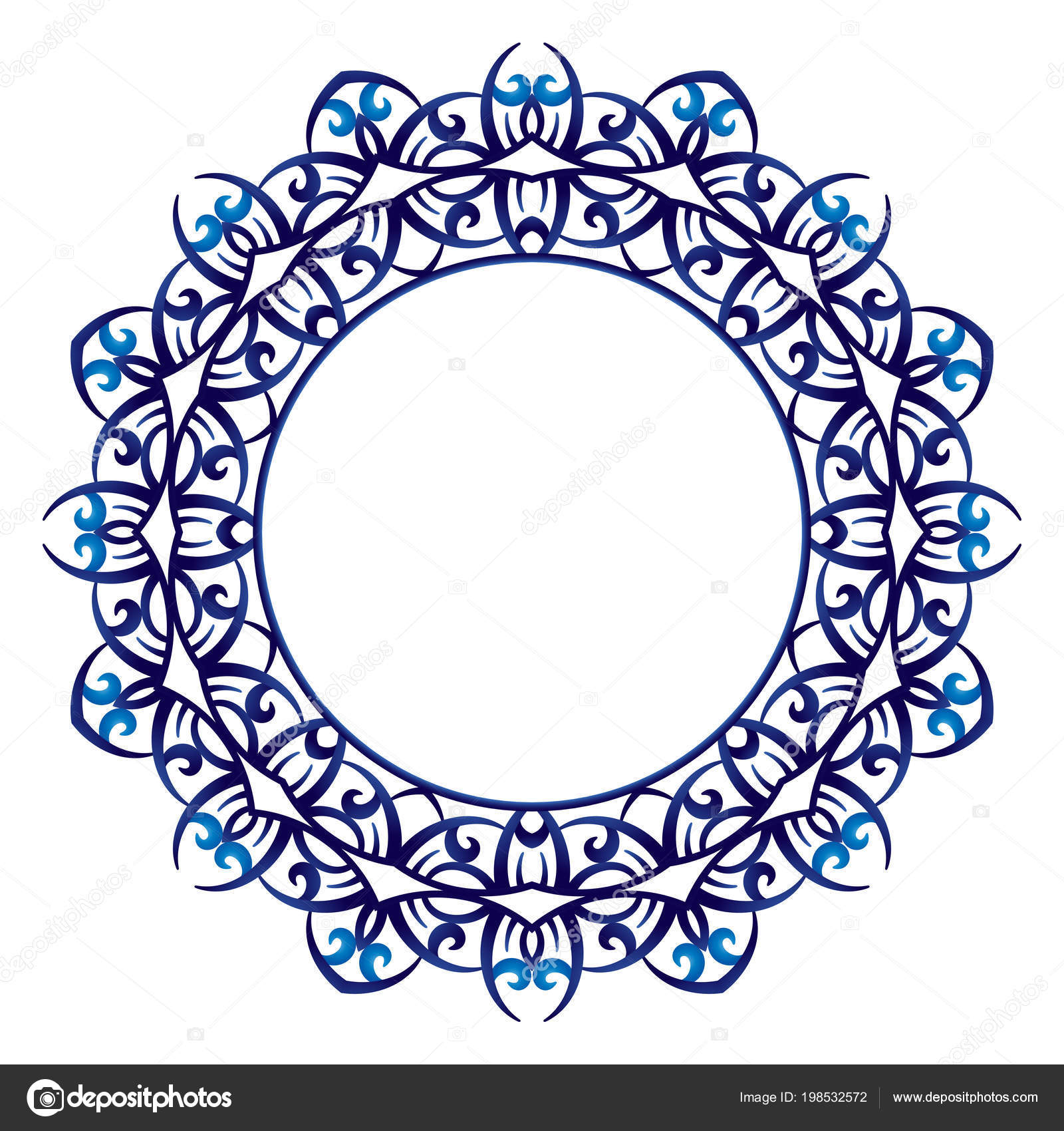 Download Decorative Ornament Ceramic Tile Pattern White Background Art Frame Islamic — Stock Vector ...