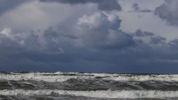 Tempestade Mar Báltico Área Água Porto Klaipeda Lituânia Vento Fundo — Vídeo de Stock