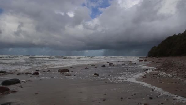 Tempestade Mar Báltico Área Água Porto Klaipeda Lituânia Vento Fundo — Vídeo de Stock