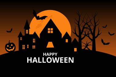 Ürkütücü cadılar bayramı gecesi perili ev arka planı