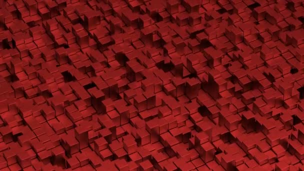 Przekształcanie ruchomych abstrakcji czerwone kostki animacji 3D tło losowe kształty ruch — Wideo stockowe