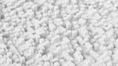 Soyut beyaz 3d küpler animasyon modern kübik yüzey dikişsiz döngü ızgara blok yukarı ve aşağı hareket