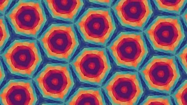 Dijital animasyon çeşitli renkli kaledo şekil dönen arka plan çok renkli parlak süs