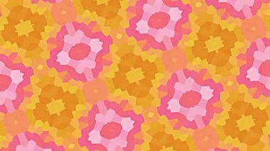 Çeşitli sarı ve pembe süslemeler farklı geometrik şekilli dijital animasyon arkaplanı