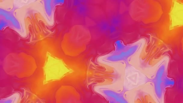 Красочный жидкий симметричный красивый каледо узор креативный дизайн многоцветный красивый фон — стоковое видео