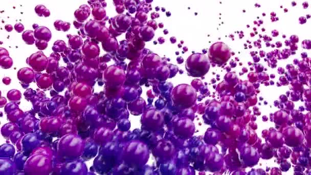 Rychlost proudění pohybu barevné bubliny létající nahoru izolované na bílém pozadí 3D animace — Stock video