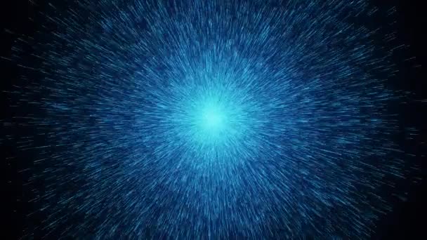 Παγκόσμια έκρηξη των μπλε σωματιδίων που απομονώνονται σε μαύρο φόντο 3d animation ψηφιακό πυροτέχνημα έκρηξη — Αρχείο Βίντεο