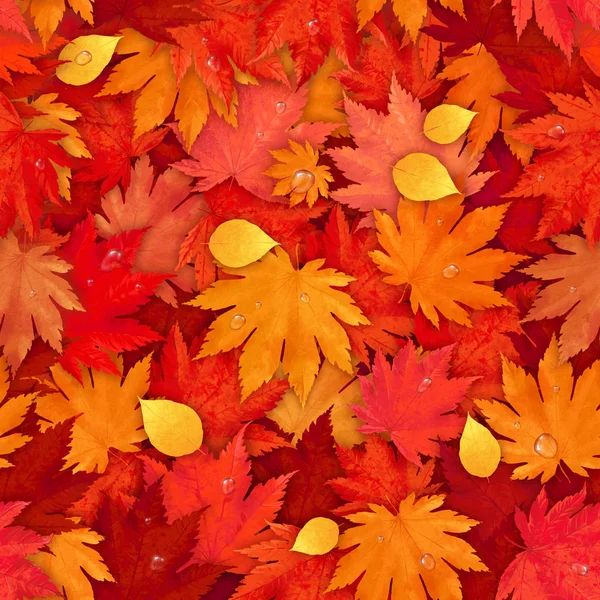 drawing seamless pattern of autumn leaves with water drops